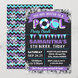 Invitation Bassin d'anniversaire de la piscine violet d'hiver
