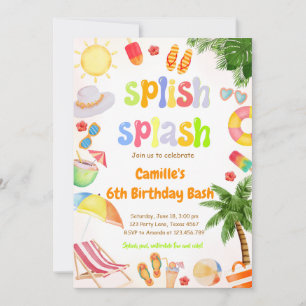 Invitation Bassin de la fête de la piscine de Splish