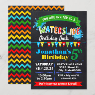 Invitation Bassin d'été de Chalkboard Waterslide