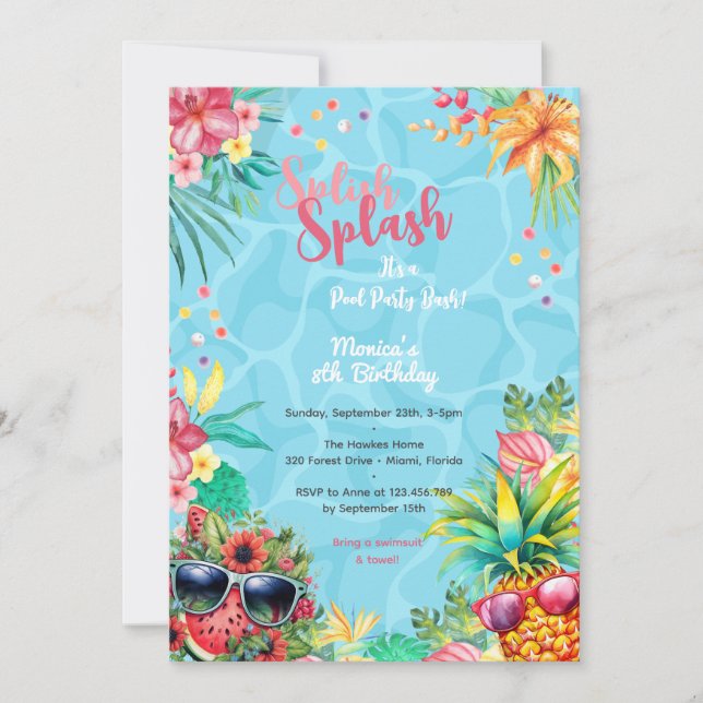 Invitation Bassin d'été de la piscine d'été (Devant)