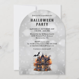 Invitation Bat Haunted House Citrouilles Fête d'Halloween