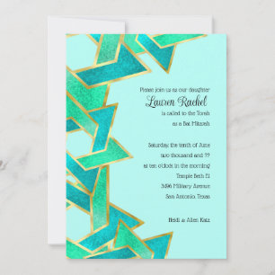 Invitation Bat mitzvah Aqua étoile Turquoise de David