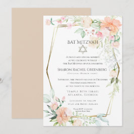 Invitation BAT MITZVAH | Aquarelle Flore ressort Verse 2