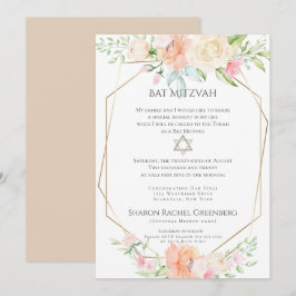 Invitation BAT MITZVAH | Aquarelle Flore ressort Verset 1