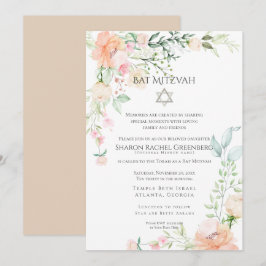Invitation BAT MITZVAH | Aquarelle Flore ressort Verset 3