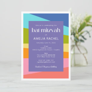 Invitation Bat mitzvah arc-en-ciel géométrique Abstrait