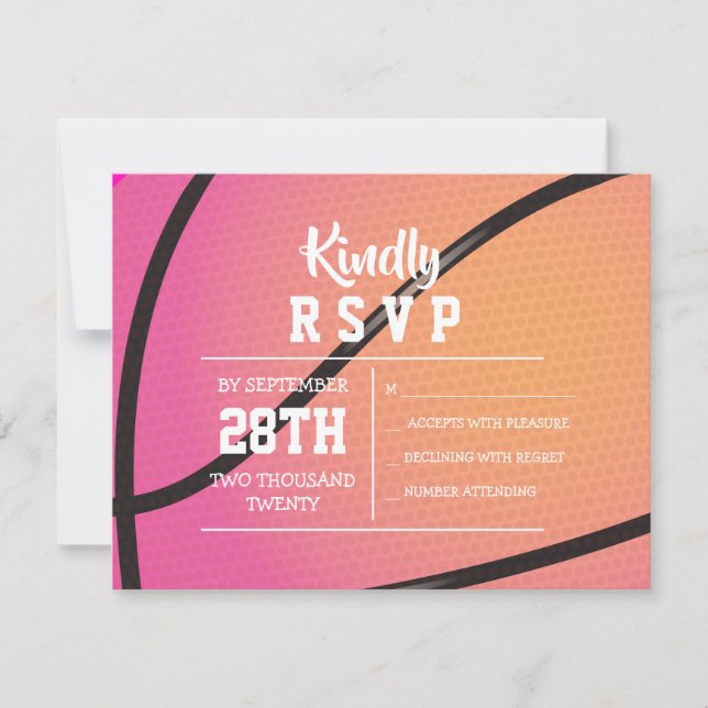 Invitation Bat mitzvah BASKETBALL PINK (Devant)