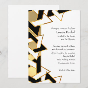 Invitation Bat mitzvah Black White Star de David sur n'import