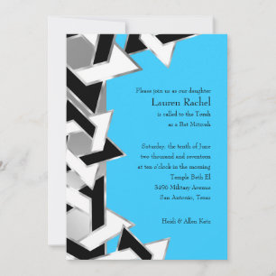 Invitation Bat mitzvah Black White Star de David sur n'import