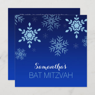 Invitation Bat mitzvah bleu hiver moderne Wonderland