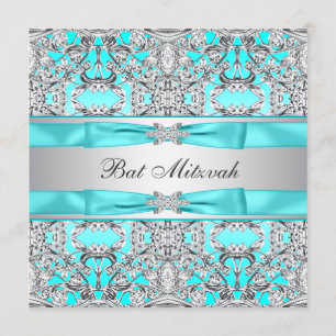 Invitation Bat mitzvah bleu Turquoise