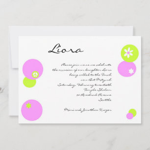 Invitation Bat mitzvah Cercles vert rose