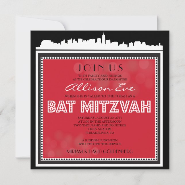 Invitation Bat mitzvah CLASSIQUE BROADWAY Bar (Devant)