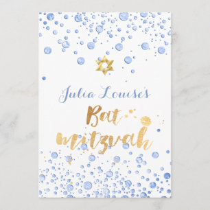 Invitation Bat mitzvah Confetti Bleu PixDezines
