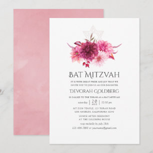 Invitation Bat mitzvah d'automne de la Bourgogne et du rose