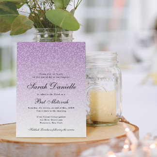 Invitation Bat mitzvah de glam à Parties scintillant violet c