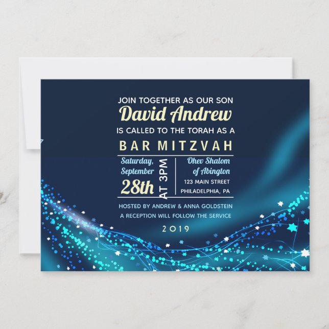 Invitation Bat mitzvah de la barre des étoiles (Devant)