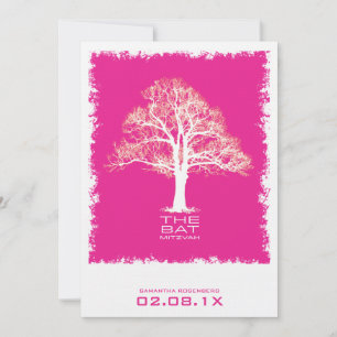 Invitation Bat mitzvah de l'arbre de vie en rose
