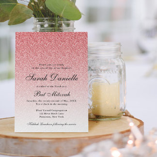 Invitation Bat mitzvah de Parties scintillant rose bébé