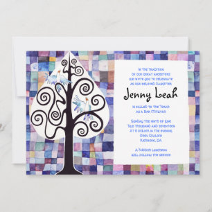 Invitation Bat mitzvah DE PATCHWORK WATERCOLOR