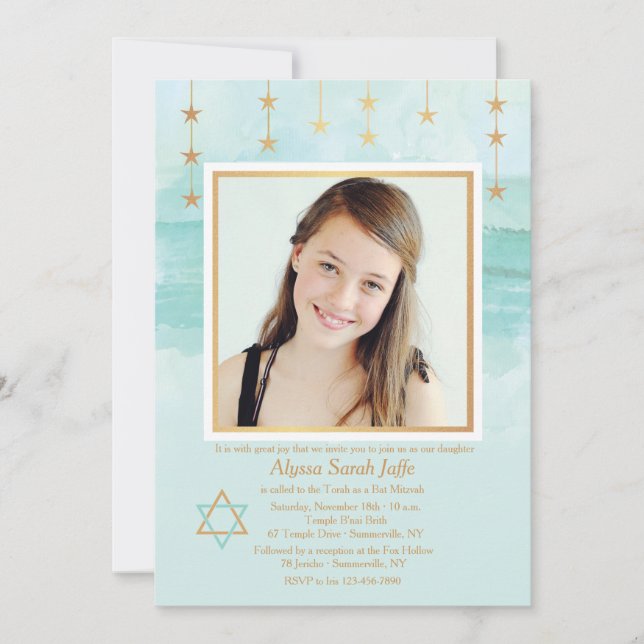 Invitation Bat mitzvah de photos de Star Shining (Devant)
