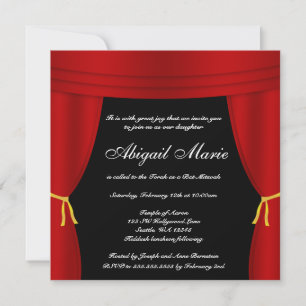Invitation Bat mitzvah de rideau rouge Hollywood