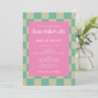Bat mitzvah de tableau de bord vert Mod Pink Mint 