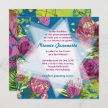 Invitation Bat mitzvah des FLEURS DE PRINTEMPS PEI