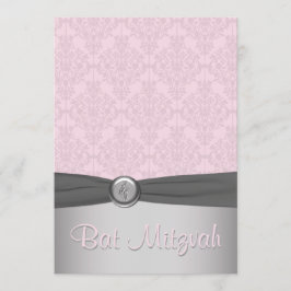 Invitation Bat mitzvah du Ballet Damas rose et gri