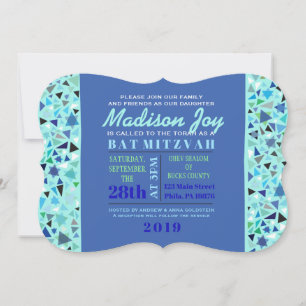 Invitation Bat mitzvah du bar STAR WALL Aqua