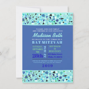 Invitation Bat mitzvah du bar STAR WALL Aqua