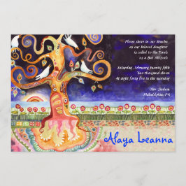 Invitation Bat mitzvah du bar Tree of Life Doves