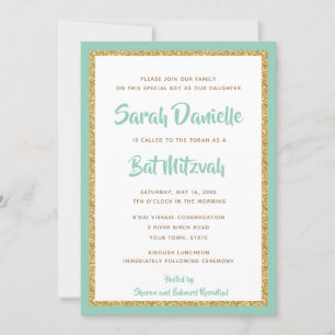 Invitation Bat mitzvah du rectangle de Parties scintillant ve