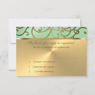 Invitation Bat mitzvah Elegant Mint Green Gold Filigree