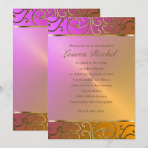 Bat mitzvah Elegant Orange Rose Gold Filigree