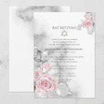 BAT MITZVAH | Elégant Roses d'aquarelle rose