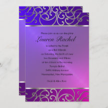 Bat mitzvah élégant violet rose violet argent Fili