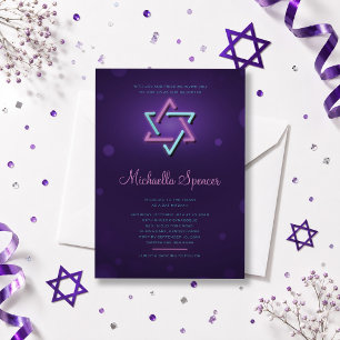 Invitation Bat Mitzvah Étoile de David Brillante