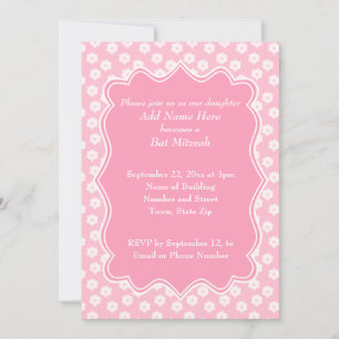 Invitation Bat mitzvah floral rose