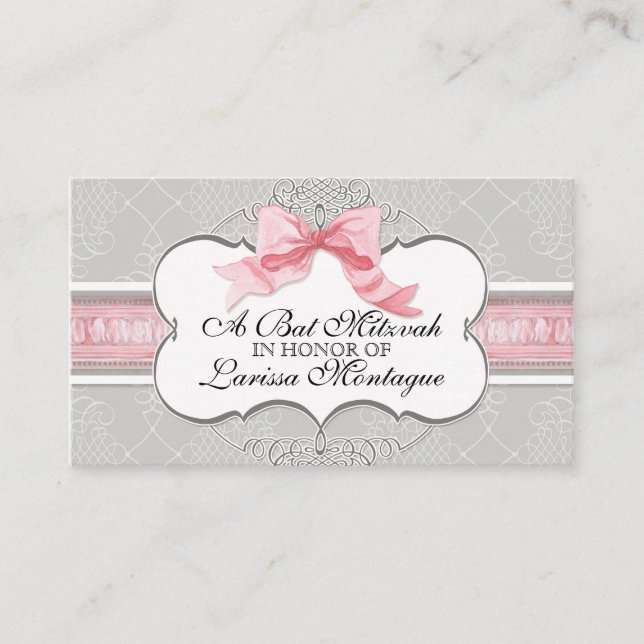Invitation bat mitzvah - French Bow Damask Swirl (Devant)