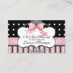 Invitation bat mitzvah - French Bow Dot Swirl