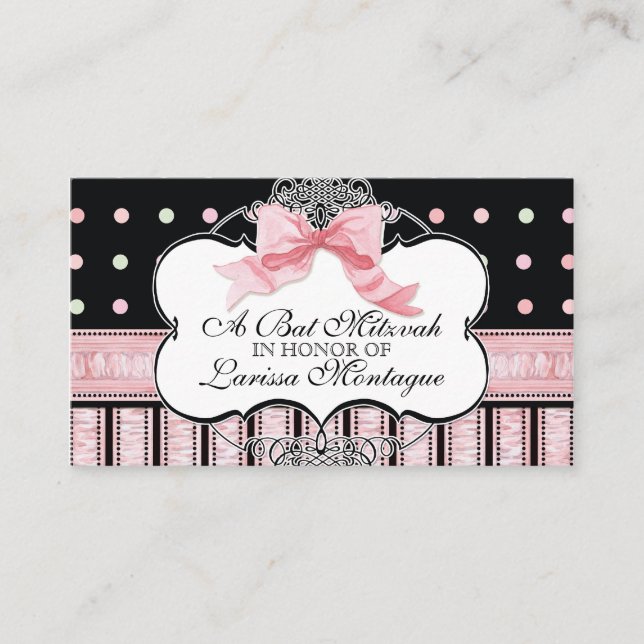 Invitation bat mitzvah - French Bow Dot Swirl (Devant)