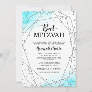 Invitation Bat mitzvah géométrique de Parties scintillant tur