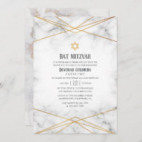 Bat mitzvah géométrique en marbre doré