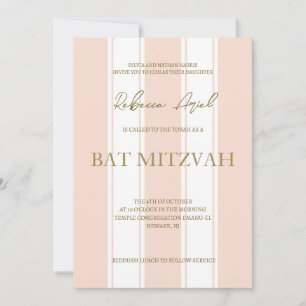 Invitation Bat mitzvah girly de bandes de preppy