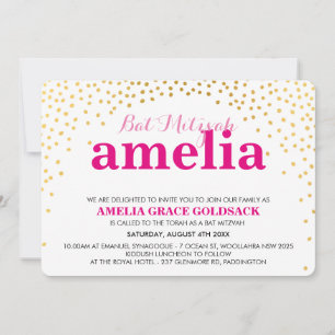 Invitation Bat mitzvah GLAMOROUS rustique mini confetti en or