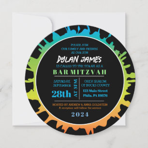 Invitation Bat mitzvah GLOW Aqua Splash Bar