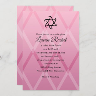 Invitation bat mitzvah Harlequin Rose