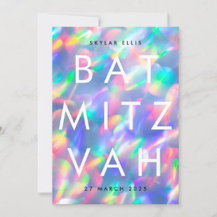 Invitation BAT MITZVAH Iridescente Ultra Moderne QR CODE RSVP