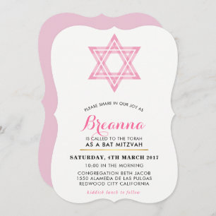 Invitation BAT MITZVAH mignon étoile moderne d'interpolation 